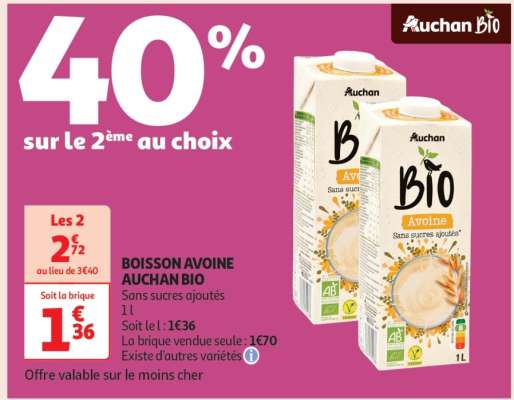 Boisson Avoine Auchan Bio