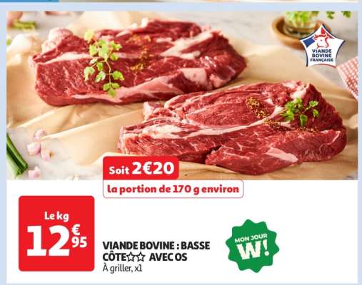 Viande Bovine : Basse Côte** Avec Os