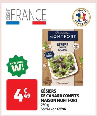 Gésiers De Canard Confits Maison Montfort