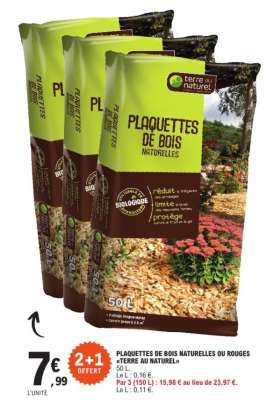 PLAQUETTES DE BOIS NATURELLES OU ROUGES «TERRE AU NATUREL»
