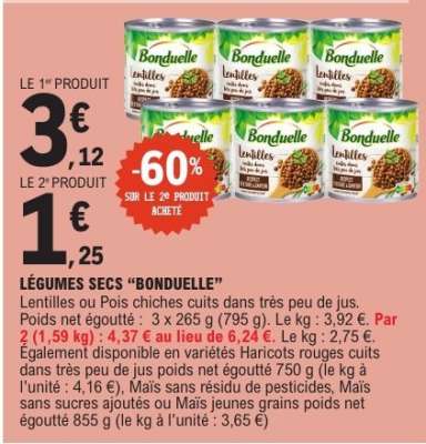 LÉGUMES SECS 'BONDUELLE'