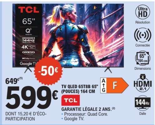 TV QLED 65T8B 65" (POUCES) 164 CM