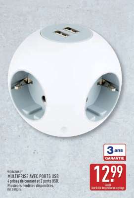 WORKZONE® MULTIPRISE AVEC PORTS USB