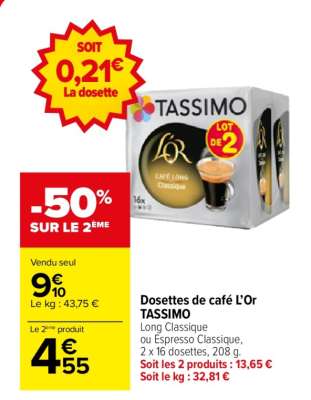 Dosettes de café L’Or TASSIMO