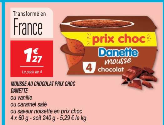 Mousse au Chocolat Prix Choc Danette