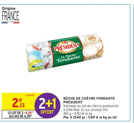 Bûche de Chèvre Fondante Président