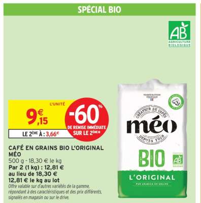 CAFÉ EN GRAINS BIO L'ORIGINAL MÉO