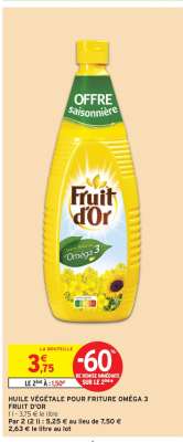 HUILE VÉGÉTALE POUR FRITURE OMÉGA 3 FRUIT D'OR