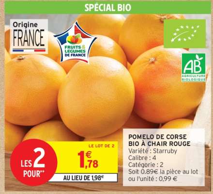 Pomelo de Corse Bio à Chair Rouge