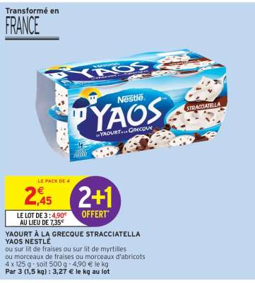 YAOURT À LA GRECQUE STRACCIATELLA YAOS NESTLÉ