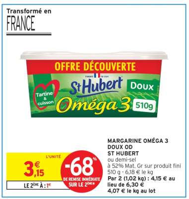 Margarine Oméga 3 Doux OD St Hubert