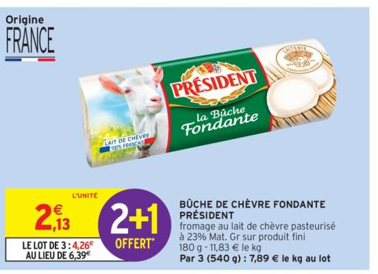Bûche de Chèvre Fondante Président