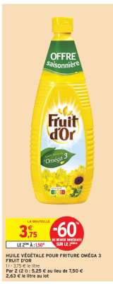 HUILE VÉGÉTALE POUR FRITURE OMÉGA 3 FRUIT D'OR