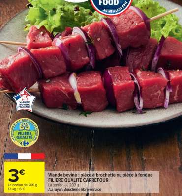 Viande bovine : pièce à brochette ou pièce à fondue