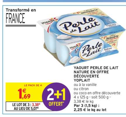 YAOURT PERLE DE LAIT NATURE EN OFFRE DÉCOUVERTE YOPLAIT