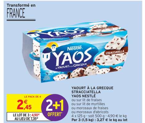 YAOURT À LA GRECQUE STRACCIATELLA YAOS NESTLÉ
