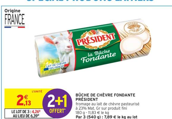 Bûche de Chèvre Fondante Président