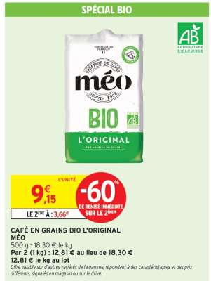 CAFÉ EN GRAINS BIO L'ORIGINAL MÉO