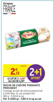 Bûche de Chèvre Fondante Président