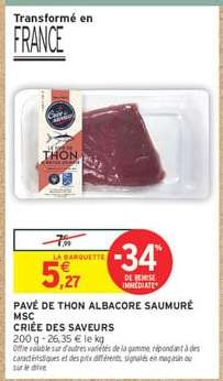 Pavé de Thon Albacore Saumuré MSC