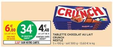 Tablette Chocolat au Lait Crunch Nestlé
