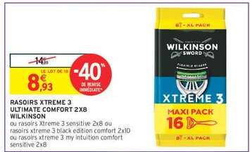 Rasoirs Xtreme 3 Ultimate Comfort 2x8 Wilkinson