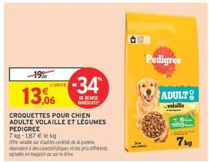 Croquettes pour chien adulte volaille et légumes Pedigree