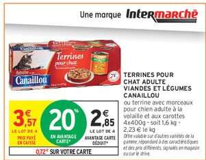 Terrines pour chat adulte viandes et légumes Canailleou