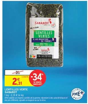 LENTILLES VERTE SABAROT
