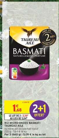 Riz Micro-Ondes Basmati Taureau Ailé