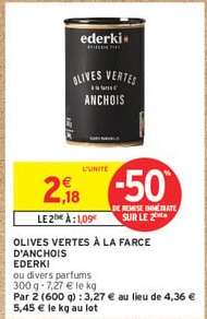 OLIVES VERTES À LA FARCE D'ANCHOIS EDERKI