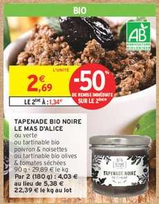 TAPENADE BIO NOIRE LE MAS D'ALICE