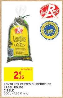 LENTILLES VERTES DU BERRY IGP LABEL ROUGE CIBÈLE