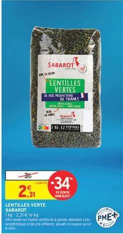 LENTILLES VERTE SABAROT