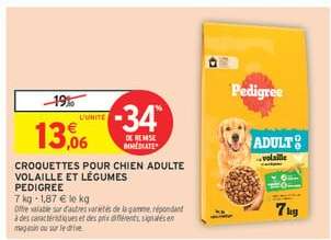 Croquettes pour chien adulte volaille et légumes Pedigree