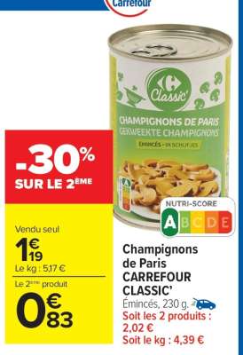 Champignons de Paris CARREFOUR CLASSIC'
