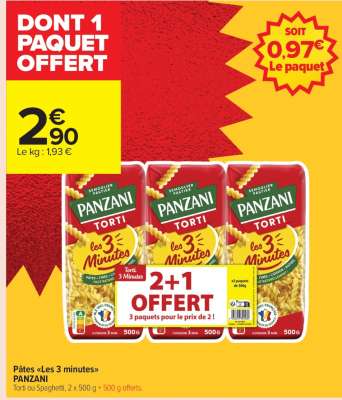 Pâtes «Les 3 minutes» PANZANI