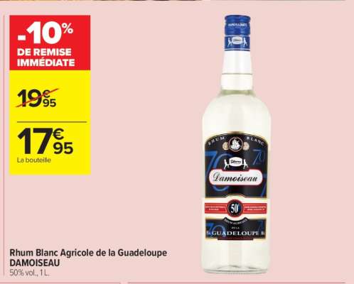 RHUM BLANC AGRICOLE DE LA GUADELOUPE DAMOISEAU