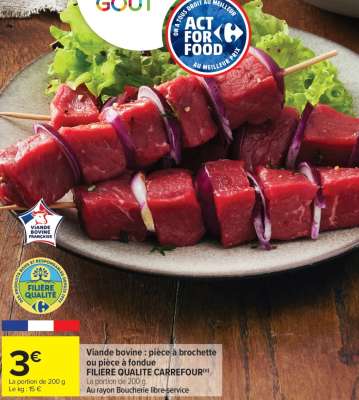 Viande bovine : pièce à brochette ou pièce à fondue