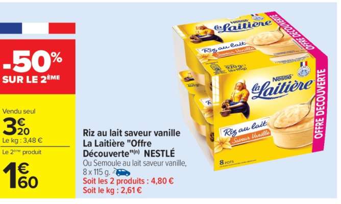 Riz au lait saveur vanille La Laitière "Offre Découverte" NESTLÉ