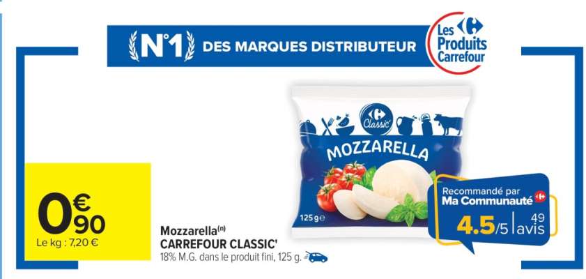 Mozzarella CARREFOUR CLASSIC'