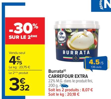 Burrata CARREFOUR EXTRA