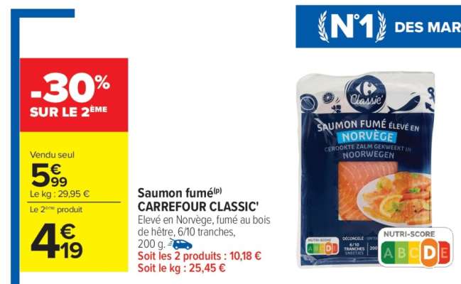 Saumon fumé CARREFOUR CLASSIC'