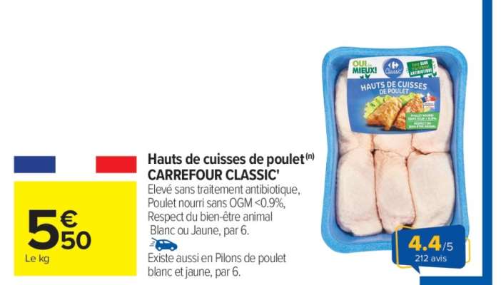 Hauts de cuisses de poulet CARREFOUR CLASSIC'