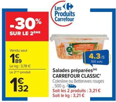 Salades préparées CARREFOUR CLASSIC'