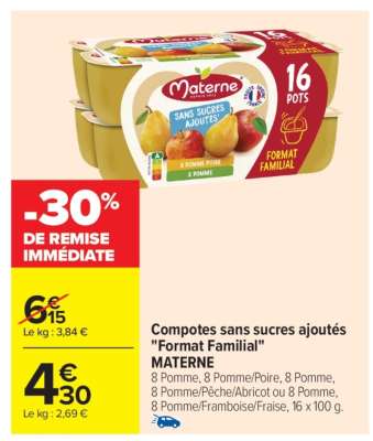 Compotes sans sucres ajoutés "Format Familial" MATERNE