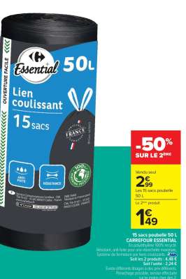 15 sacs poubelle 50 L