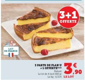 3 Parts de Flan U + 1 Offerte