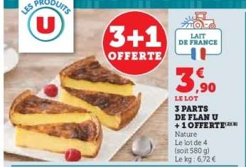 3 Parts de Flan U + 1 Offerte