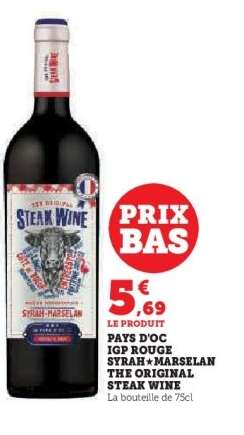 PAYS D'OC IGP ROUGE SYRAH+MARSELAN THE ORIGINAL STEAK WINE